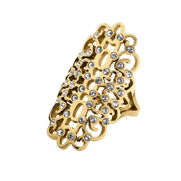 Dyrberg/Kern Istria Swarovski crystal lace ring sz 7 - Picture 3 of 6